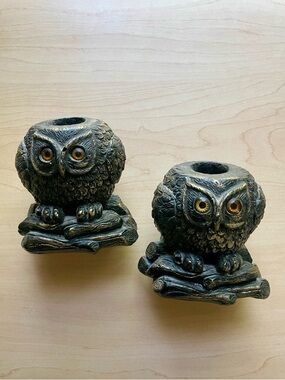 Vintage Owl candle holders